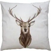 Clayre & Eef Kussenhoes 45x45 cm Beige Bruin Polyester Hert Sierkussenhoes Beige Sierkussenhoes