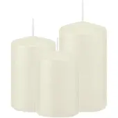 Trend Candles Stompkaarsen set van 6x stuks ivoor wit 8-10-12 cm - Stompkaarsen