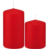 Trend Candles Stompkaarsen set van 4x stuks rood 8 en 12 cm - Stompkaarsen