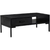 vidaXL Salontafel 90x50x35 cm massief grenenhout zwart