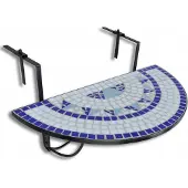 vidaXL Balkontafel hangend mozaïek blauw en wit