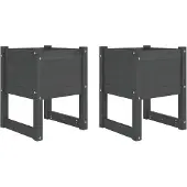 vidaXL Plantenbakken 2 st 40x40x52,5 cm massief grenenhout grijs