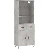 vidaXL Hoge kast 69,5x34x180 cm bewerkt hout betongrijs
