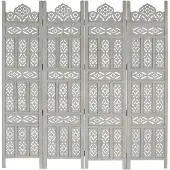 vidaXL Kamerscherm 4 panelen handgesneden 160x165 cm mangohout grijs