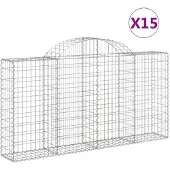 vidaXL Schanskorven 15 st gewelfd 200x30x100/120 cm ijzer