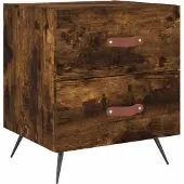 vidaXL Nachtkastje 40x35x47,5 cm bewerkt hout gerookt eikenkleurig