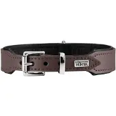 Hunter - Halsband Basic - Hondenhalsband Halsumfang 46-53 cm, bruin/zwart