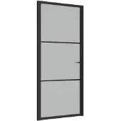vidaXL Binnendeur 93x201,5 cm matglas en aluminium zwart