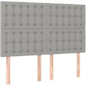 vidaXL Hoofdbord lichtgrijs 144x5x118/128 cm stof