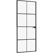 vidaXL Binnendeur 83x201,5 cm gehard glas en aluminium smal zwart