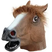 Designed by man Paardenmasker - Latex - Realistische Manen - One Size - Bruin