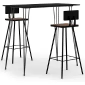vidaXL 3-delige Barset zwart