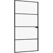 vidaXL Binnendeur 102x201,5 cm gehard glas en aluminium smal zwart