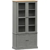 vidaXL Vitrinekast VIGO 85x35x170 cm massief grenenhout grijs