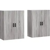 vidaXL Hangkasten 2 st 69,5x34x90 cm grijs sonoma eikenkleurig
