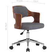 vidaXL Eetkamerstoelen 2 st draaibaar gebogen hout en stof grijs