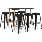 vidaXL 7-delige Barset zwart
