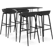 vidaXL 5-delige Barset zwart