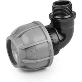 Bradas PN10 bocht – 20 mm naar 1/2" mannelijke schroefdraad – Voor PE-leidingen – Tyleenslang – Hoekverbinding – Drukbestendig