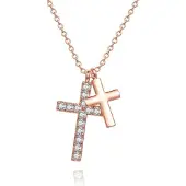 LGT JWLS Dames ketting met kruis en zirkonia Rose