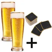 Hertog Jan 2x Bierglazen 25cl + 1x Rol Bierviltjes (Mancave Cadeau)
