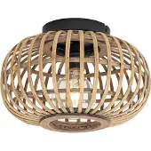 QAZQA Slimme plafondlamp zwart met bamboe incl. WiFi G95 - Amira