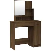 vidaXL kaptafel met spiegel - bruine eiken, 86,5 x 35 x 136 cm