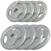 Gorilla Sports Voordeelbundel 30 kg - 4 x 5 + 4 x 2,5 kg - gripper gietijzer zilver 30 mm