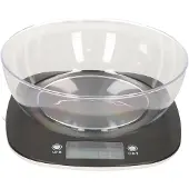Excellent houseware Digitale keukenweegschaal met kom van kunststof zwart max 5 kilo