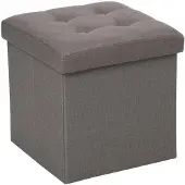 Atmosphera Poef/hocker/voetenbankje - opbergbox - donkergrijs - PU/MDF - 38 x 38 cm - Poefs