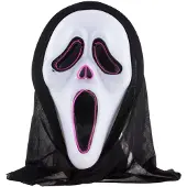 Merkloos Halloween thema verkleed masker - Scream/Ghostface - volwassenen - met kap - met LED licht - Verkleedmaskers