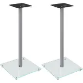 vidaXL Luidsprekerstandaards 2 st 1 pijler gehard glas zilverkleurig