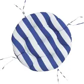 vidaXL Zitkussen rond gestreept Ø 60x11 cm oxford stof blauw wit