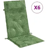 vidaXL Stoelkussens 6 st hoge rug bladpatroon oxford stof