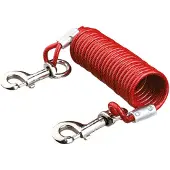 Trixie aanleglijn met spiraalkabel rood - 5 mtr
