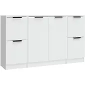 vidaXL Dressoirs 3 st bewerkt hout wit