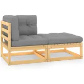 vidaXL 2-delige Loungeset met kussens massief grenenhout