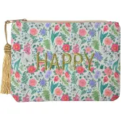 Clayre & Eef Toilettas Dames 21x15 cm Groen Synthetisch Happy Make-Up Tasje