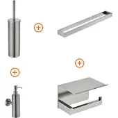 Guido Gusto Toilet accessoires set Gun metal exclusief met beugel en zeepdispenser
