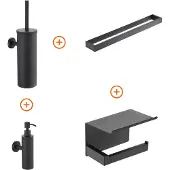 Guido Gusto Toilet accessoires set Mat zwart design met beugel en zeepdispenser