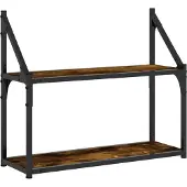 vidaXL Wandrek 2-laags 60x21x51 cm bewerkt hout gerookt eikenkleurig
