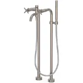 Tres Vrijstaande badmengkraan mont blanc 2-kruisgreep met staafhanddouche rvs look