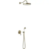 Tres Regendoucheset Clasic Mengkraan Incl. Handdouche Verouderd Messing Mat