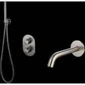 Sanilux Badset rubb inbouw met thermostaat, doucheslang en handdouche gunmetal
