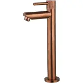 Sanilux Fonteinkraan opbouw ribb hoog rond met geribbeld knop brons