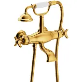Tres Badkraan clasic thermostatisch incl handdouche op houder goud