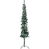 vidaXL Kunstkerstboom half met standaard smal 210 cm groen