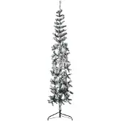 vidaXL Kunstkerstboom half met sneeuw smal 210 cm