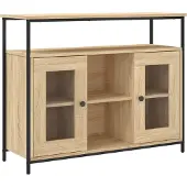 vidaXL Dressoir 100x35x80 cm bewerkt hout sonoma eikenkleurig