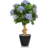 Maxifleur Kunstplanten Hortensia deluxe kunstplant op stam 90cm - blauw